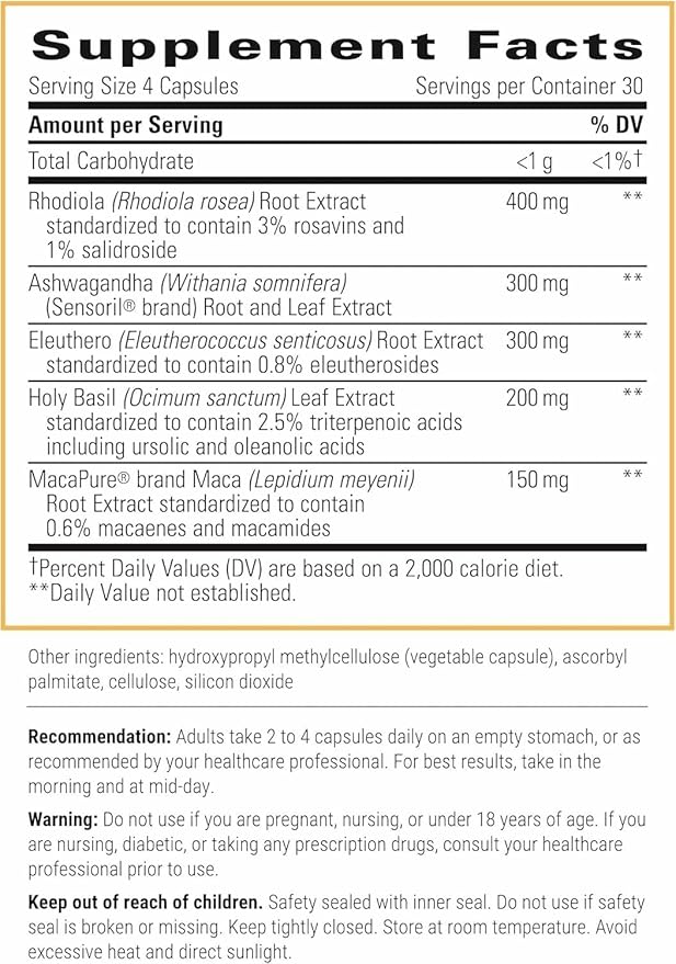 Integrative Therapeutics HPA Adapt - Adaptogenic Supplement for Stress Support* - Includes Ashwagandha Rhodiola &amp Other Adaptogenic Herbs* - Vegan Dairy-Free &amp Gluten-Free - 120 Capsules