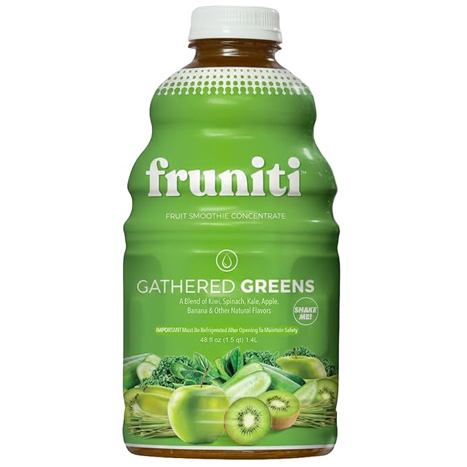 Fruniti Super Greens Smoothie Mix - Cleanse + Detox - No Sugar Added - Fruit + Veggie Puree - Spirulina Spinach Kale Cucumber Lemongrass Apple Banana Kiwi - Makes 24 Smoothies