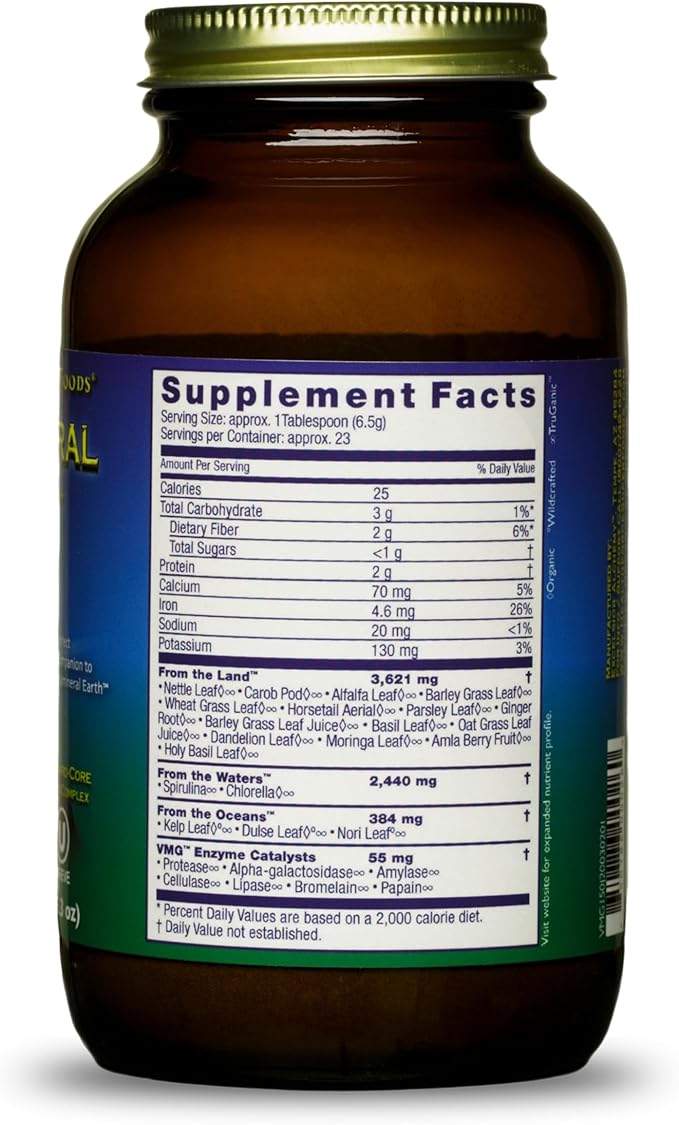 HEALTHFORCE SUPERFOODS Vitamineral Green - Mineral Supplement for Immune &amp Thyroid Support - Green Powder Supplement with Ingredients from The Land - Gluten-Free &amp Vegan - 150 Grams