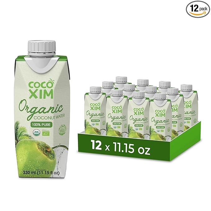 COCOXIM Ready to Drink Organic Coconut Water - 11 oz (Pack of 12) | Zero Added Sugar| 100% Natural &amp Fresh with Electrolytes &amp Nutrients | Halal &amp Kosher Certified | Alternative to Soda S