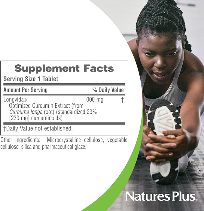 NaturesPlus PRO Longvida Curcumin 1000 mg - 60 Tablets - Promotes Healthy Free Radical Protection - Non-GMO Vegan &amp Gluten Free - 60 Servings