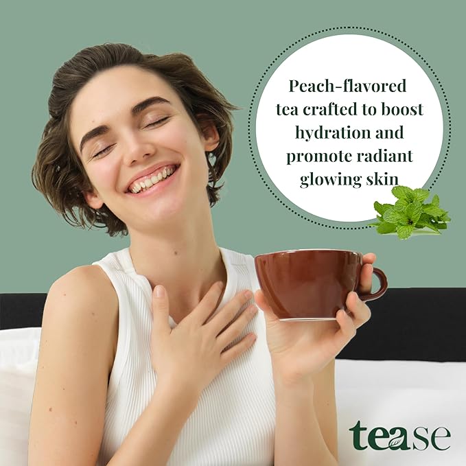 Tease Tea Organic Peppermint Tea - Midnight Mint Digestive Health Herbal Drink Stomach Relief Caffeine Free Drink Made with Peppermint Spearmint and Peach For Calming and Soothing Blend