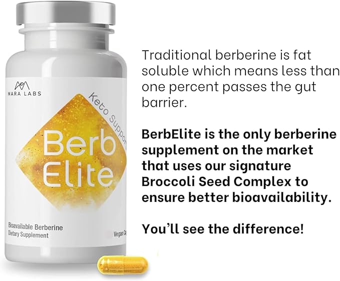 Mara Labs BerbElite | 350mg Berberine HCL &amp Broccoli Seed Complex for Increase Bioavailability | 30 Vegan Capsules