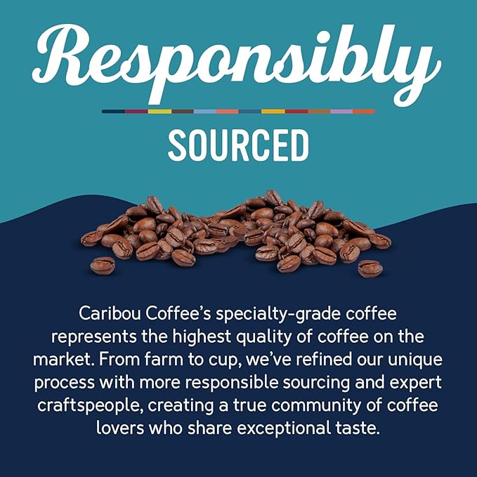 Caribou Coffee Medium Roast Naturally Decaffeinated Ground Coffee 100% Arabica Coffee - Caribou Blend 72 Ounces (6 Bags of 12 Ounces)