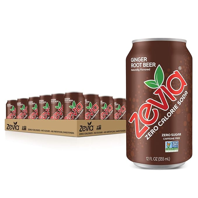 Zevia Zero Calorie Soda Variety Pack Ginger Root Beer &amp Energy Drink (36 Cans)