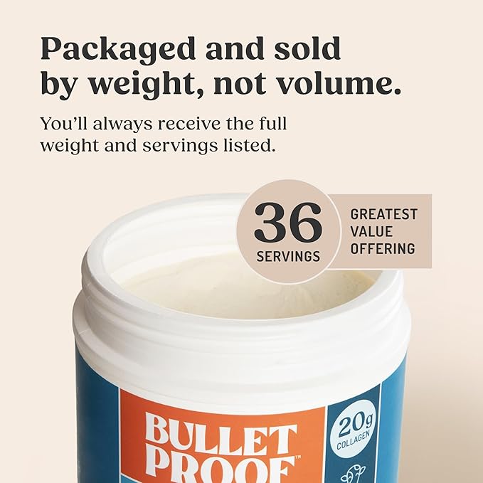 Bulletproof Vanilla Collagen Protein Powder with MCT Oil 19g Protein 42.3 Oz Value Size Collagen Peptides and Amino Acids for Healthy Skin Bones and Joints