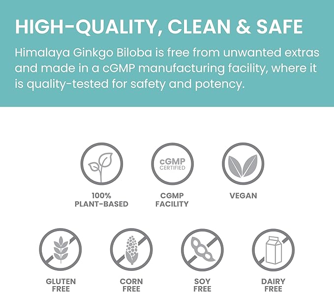 Himalaya Ginkgo Biloba 60 Day Supply - Herbal Brain Supplements for Memory and Focus Support - Vegan Gluten Free 120 mg 60 Capsules