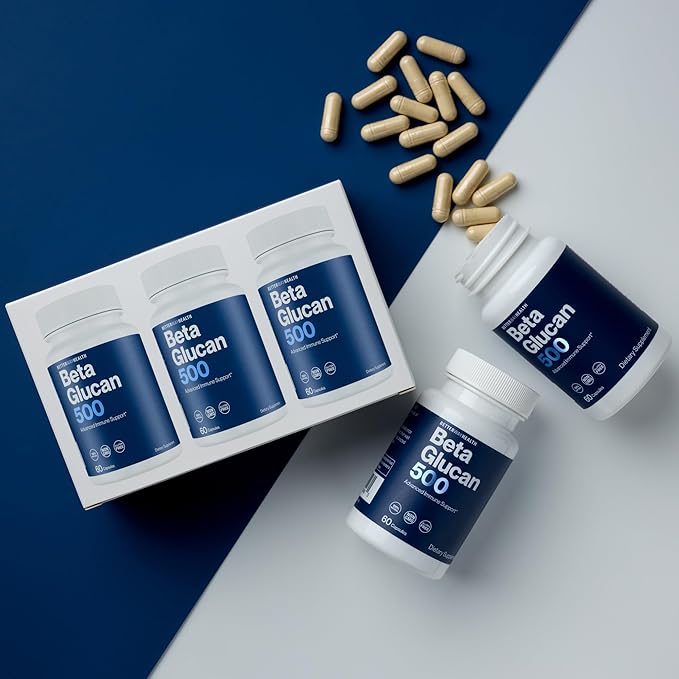 Better Way Health™ - Advanced Immune Readiness - Highly Purified 13/16 Beta Glucan 500 - Clinically Tested Immune Defense - 500mg/60 Capsules (Pack of 3)