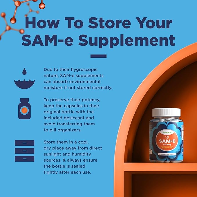 Pure SAM E Supplement 400mg - Nootropic SAM E 400mg Per Serving for Memory &amp Brain Support Joint &amp Liver Health - Natural S-adenosylmethionine for Mood Balance - 90 Count