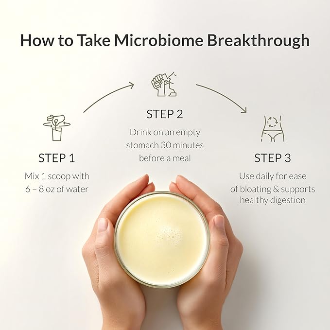 Microbiome Breakthrough™ Gut Support Powder – Vegetarian Vanilla – With Probiotics Prebiotics and IgY Max® – Source of L-Glutamine – Supports Digestive Comfort Gas &amp Bloating Relief 30 Servings