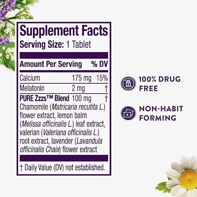 ZzzQuil Pure Zzzs All Night Extended Release Melatonin Sleep Aid Tablets Helps You Stay Asleep Longer Sleep Aid for Adults 2 mg per Tablet 56 Total Tablets (2 Packs of 28)