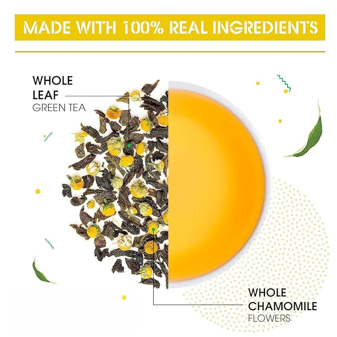 Teabox Premium Darjeeling Green Tea With Chamomile Flowers | 100% Whole Leaf &amp 0% Bitterness | Green Tea From The Himalayas | 100 Tea Bags (Low Caffeine)