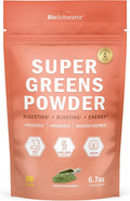 Super Greens Powder Superfood - Greens Powder with Probiotics Prebiotics Digestive Enzymes and 43 Green Superfoods - Chlorophyll Bilberry Chlorella Spirulina Grass - Tastes Amazing - 30 Servings