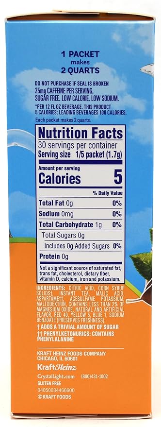 Crystal Light Peach Iced Tea Drink Mix 12-Quart Canister (Pack of 7)
