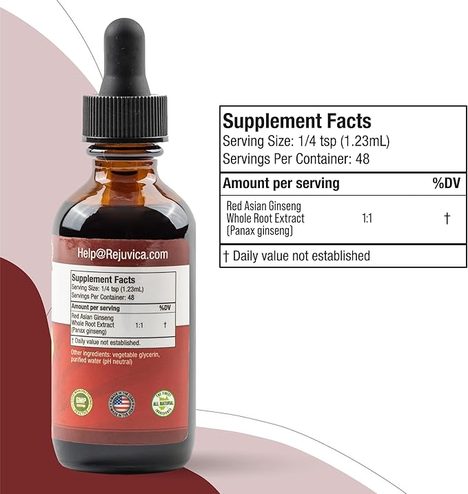 Active Ginseng Korean Red Panax Ginseng with Natural Ginsenosides - All-Natural Advanced Liquid Solution for 2X Absorption - Supports Healthy Energy Vitality Mood and More