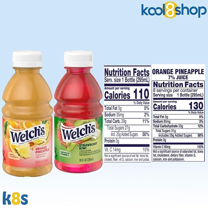 Welch’s Variety Pack Juice Drink 10 fl oz Plastic Bottle 24 Pack + 2 Reusable Snack Bags by KOOL8SHOP Infinite Deals