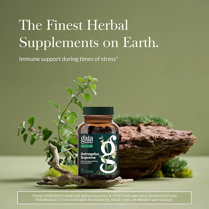 Gaia Herbs Astragalus Supreme - Immune &amp Antioxidant Support* - Herbal Supplement with Astragalus Root Schisandra Berry &amp Ligustrum - 120 Vegan Liquid Phyto-Caps (60 Servings)