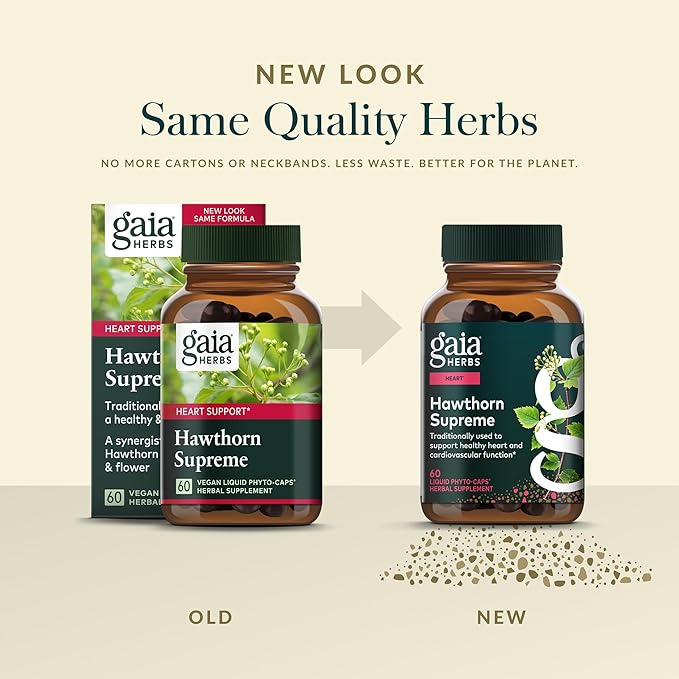 Gaia Herbs Hawthorn Supreme - Hawthorn Berry Supplement - with Herbs Traditionally Used to Support Heart Health* - 60 Vegan Liquid Phyto-Caps (60 Servings)