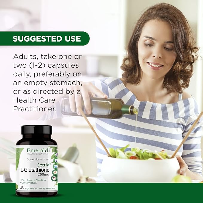EMERALD LABS Setria L-Glutathione - Powerful Glutathione Supplement - Offers Liver &amp Immunity Support* - Gluten-Free - 30 Vegetable Capsules
