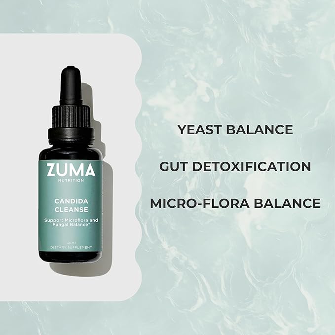 Zuma Nutrition Candida Support Tonic Vegan Herbal Liquid with Cloves Ginger Ginseng Echinacea &amp Grape Seed Extract Plant Based Water Soluble Supplement for Men &amp Women Non GMO 30 ML Bot