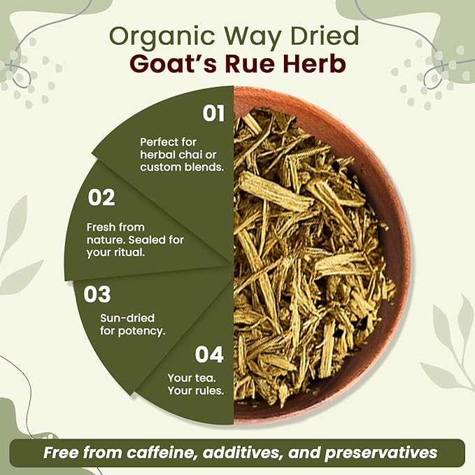 Organic Way Goat’s Rue Herb Cut &amp Sifted - Herbal Tea | European Wild-Harvest | Kosher &amp USDA Certified | Vegan Non-GMO &amp Gluten Free | 100% Raw from Albania 16 Oz (Pack of 1)