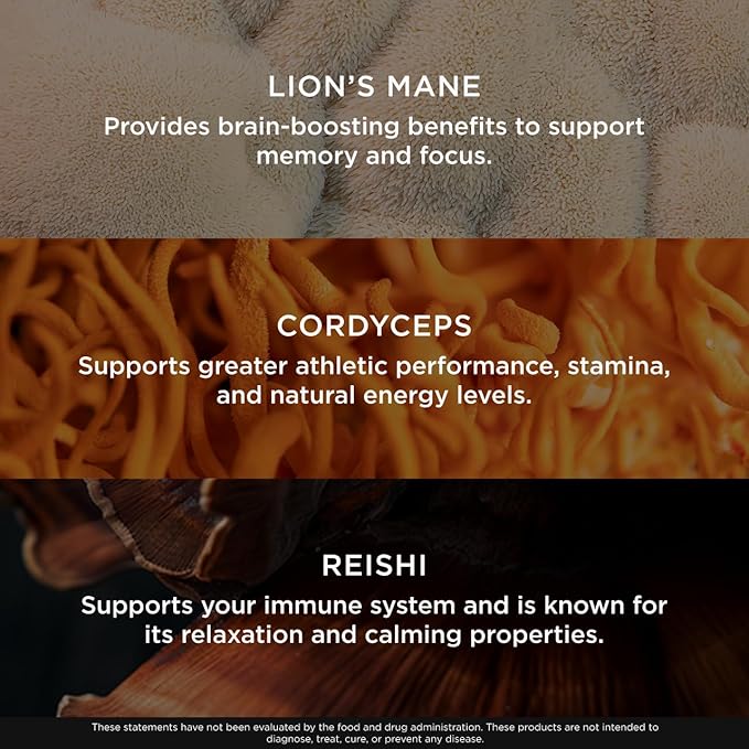 The Genius Brand Genius Mushroom - Plant-Based Supplement for Immune Focus &amp Energy Support - Lion's Mane Cordyceps &amp Reishi - Organic &amp Non-GMO - Butter Toffee - 60 Soft Chews