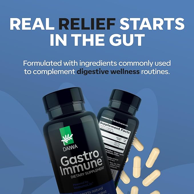 Daiwa GastroImmune - Gut Health and Immunity Supplement - Non-GMO Protein-Based Formula for Digestive Wellness – 60 Capsules