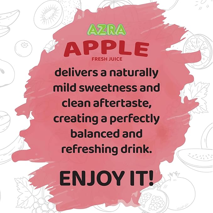 AZRA 100% Apple Juice – Fresh Organic Fruit Taste in 500ml Cans – Zero Sugar Drinks Healthy Beverages Variety Pack for Kids and Adults – Bulk 100% Juice 12 Pack