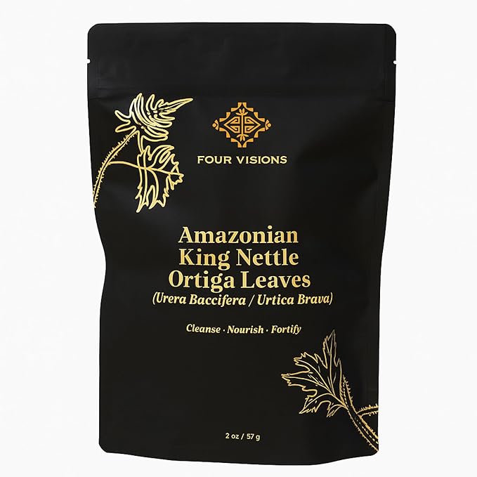 Four Visions Amazonian King Nettle Tea – Wild-Harvested Organic Loose Leaf Ortiga (Urera Baccifera) for Inflammation Hormone Balance Blood Pressure Detox &amp Seasonal Allergy Support