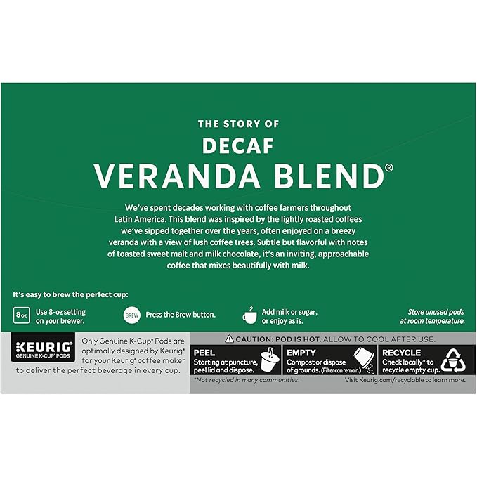 Starbucks K-Cup Coffee Pods Starbucks Blonde Roast Hot or Iced Coffee Decaf Veranda Blend 60 Keurig Pods