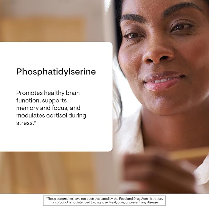 THORNE - Phosphatidylserine - Supports Healthy Brain Function Memory &amp Focus - Helps Regulate Cortisol During Stress* - Third-Party Certified - Gluten-Free Dairy-Free - 60 Capsules