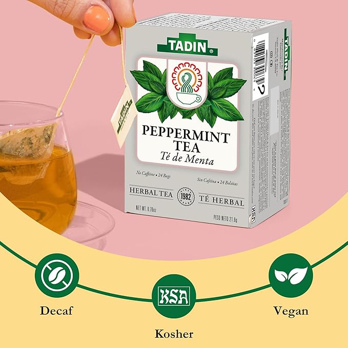 Tadin Peppermint Tea Herbal Tea Caffeine Free 24 Tea Bags Per Box Pack of 6