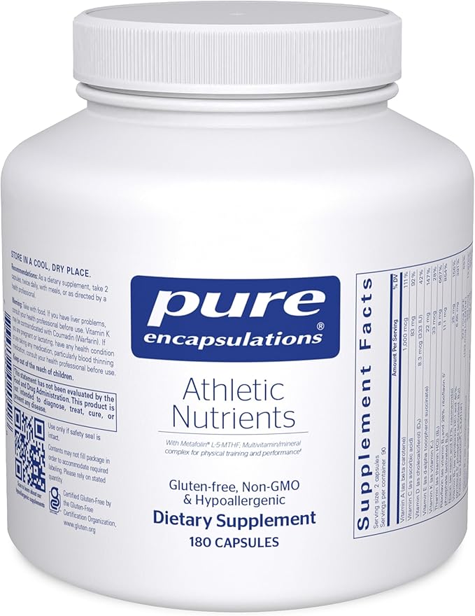 Pure Encapsulations Athletic Nutrients | Multivitamin/Mineral Complex for Exercise Performance and Training* | 180 Capsules