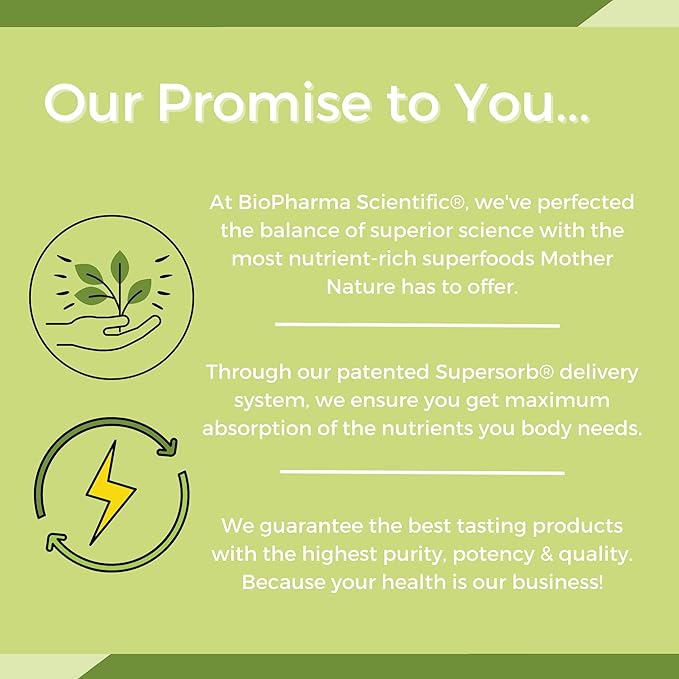 Biopharma Scientific NanoGreens: Greens Superfood Fruit &amp Vegetable Powder for Digestive Health &amp Immunity with Spirulina Chlorella Kale Spinach Plant Based Green Apple Flavor 30 Serving