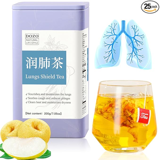 DOZO Breathe Easy Tea Sugar Cane Dry and Thach Root Snow Pear Tea Bags Throat Soother 7.05oz/25 Bags Dried Pears Jujubes Dried Bamboo Sugarcane Carrots Imperata Root Licorice 竹蔗茅根雪梨茶 润肺茶 止咳化痰