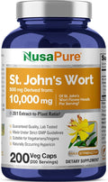 NusaPure St. John's Wort Extract 20:1 - Suitable for Vegetarian/Vegan Non- GMO - 10000mg - 200 Capsules