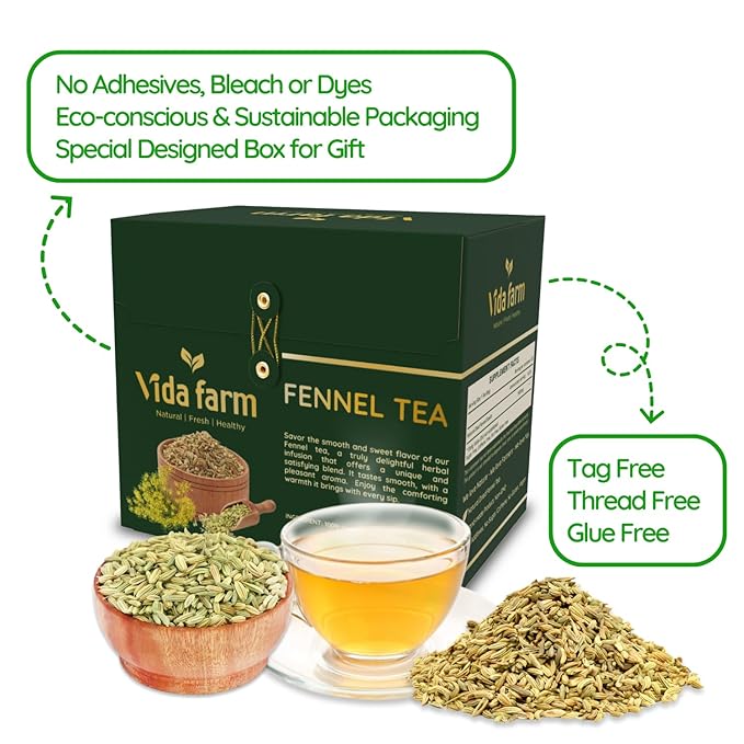 VIDA FARM 125 Fennel Tea Bags 100% Natural Dried Fennel Herbal Tea No Sugar No Caffeine