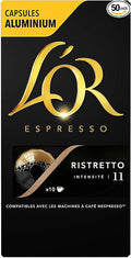 L'Or Espresso Café Ristretto - Intensité 11 - 50 Capsules en Aluminium Compatibles avec les Machines Nespresso (Lot de 5X10 capsules)