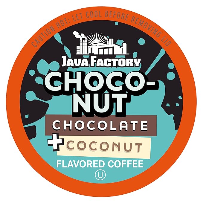 Java Factory Coffee Pods Chocolate and Coconut Coffee for Keurig K Cup Brewers Choconut 80 Count