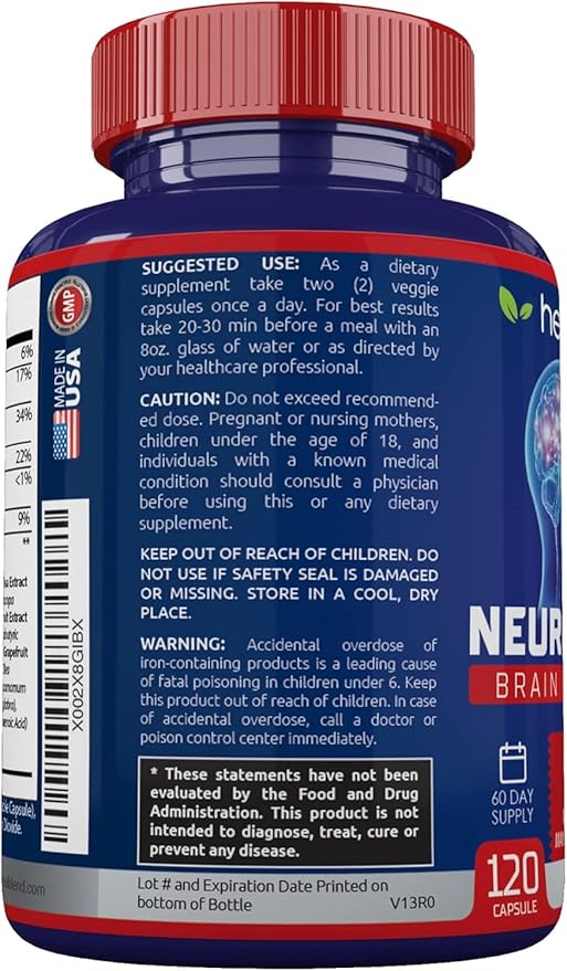 Neuro Plus Brain &amp Focus Formula - Nootropic Brain Booster Supplement Supports Brain Health Mental Clarity &amp Focus - Enhances Concentration &amp Mental Energy – 120 Capsules (2)