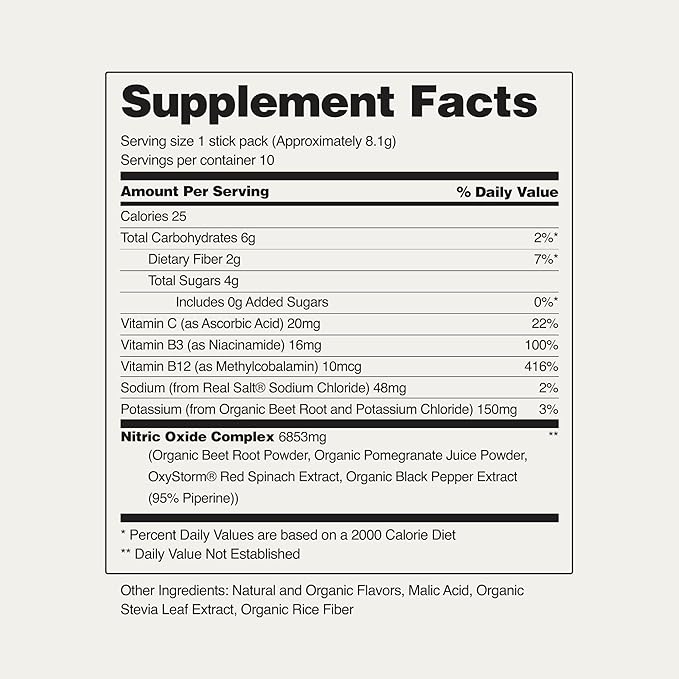 Snap Supplements Organic Beet Root Powder Nitric Oxide Supplement for Men &amp Women with Red Spinach Supports Healthy Energy &amp Blood Pressure Already in Normal Range 10 Stick Packs Mixed Berr