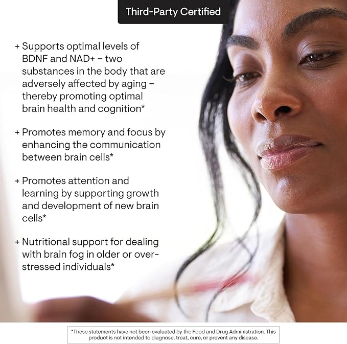 THORNE - Brain Factors - Brain Health Supplement with Nicotinamide Riboside Coffee Fruit Extract &amp Betaine Anhydrous - Supports Learning Memory &amp Cognition* - Third-Party Certified - 30 Caps