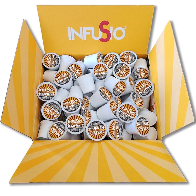 InfuSio Hazelnut Coffee Pods Single Serve Coffee Pods for Keurig K Cups Brewers - Premium Roasted 96 Count
