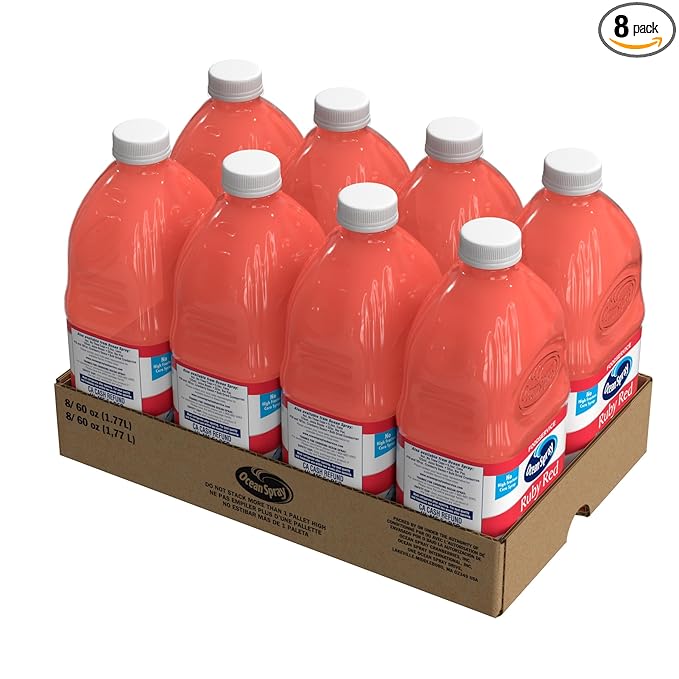 Ocean Spray Ruby Red Grapefruit Juice Foodservice 60oz Bottles (Pack of 8)