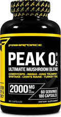 Primaforce Peak O2 Performance Mushroom Powered Oxygen Absorption Booster (180 Capsules) (2000 mg Per Serving 60 Servings) - Athletic Performance Supplement Ultimate Mushroom Blend