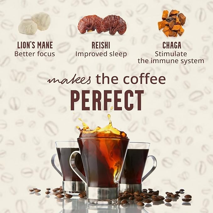 Bella all Natural Instant Mushroom Coffee – Organic Instant Coffee with Lion’s Mane &amp Chaga 30 Servings | Healthy for Focus Brain Support &amp Immunity | Mushroom Coffee Powder