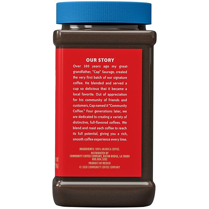 Community Coffee Breakfast Blend Instant Coffee Medium Roast 7 Ounce Jar (Pack of 12)