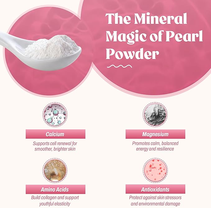 Akasha Superfoods Pearl Powder Supports Collagen Production Blend Into Drinks Smoothies or Skincare Source of Calcium Amino Acids &amp Minerals Gentle on Sensitive Skin Gluten Free 1.4 Oz