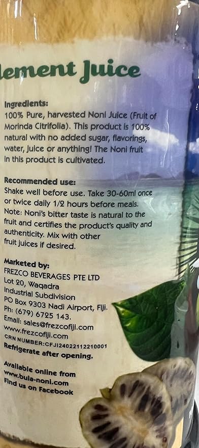 Generic 100% Pure Fijian Bula Noni Juice 1 lIter