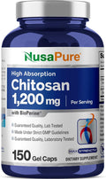 NusaPure Chitosan 1200mg 150 Caps (Non-GMO &amp Soyfree) with Bioperine